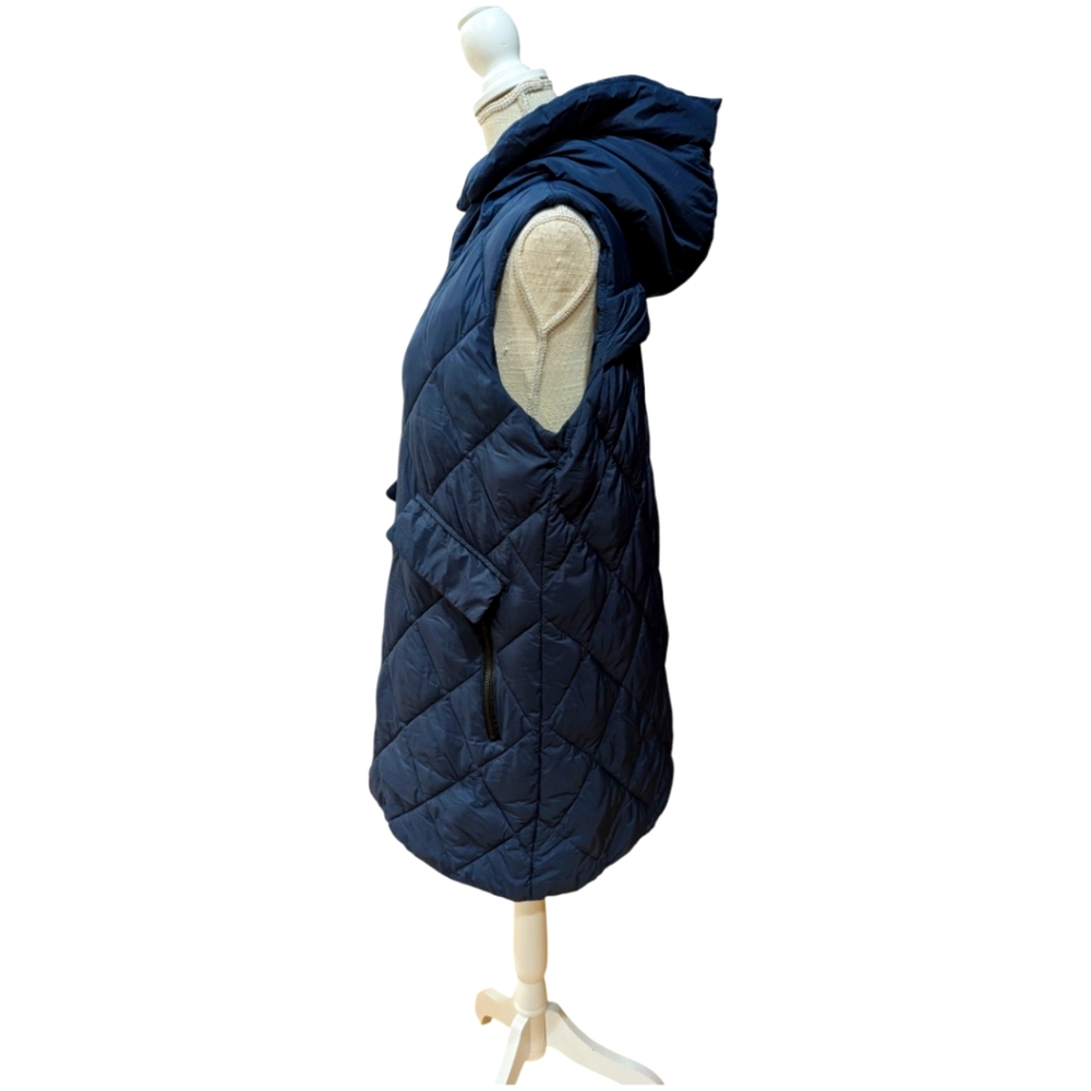 Sam Edelman Quilted Water Repellent Hooded Vest Women's M in Navy - Picture 5 of 10